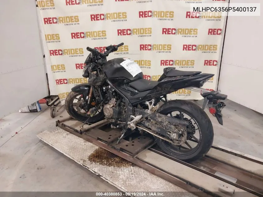 2023 Honda Cb500 Fa VIN: MLHPC6356P5400137 Lot: 40380853