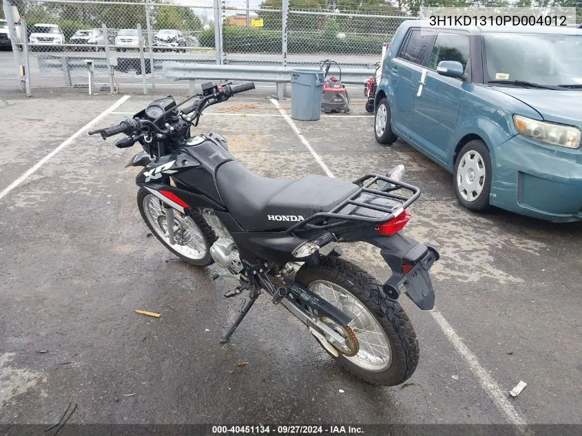 2023 Honda Xr150L E VIN: 3H1KD1310PD004012 Lot: 40451134