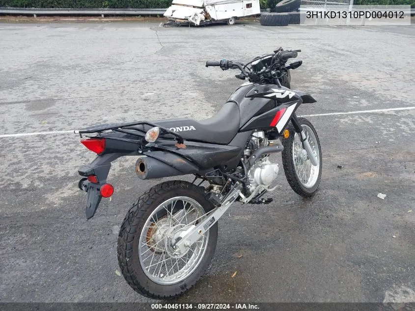 2023 Honda Xr150L E VIN: 3H1KD1310PD004012 Lot: 40451134