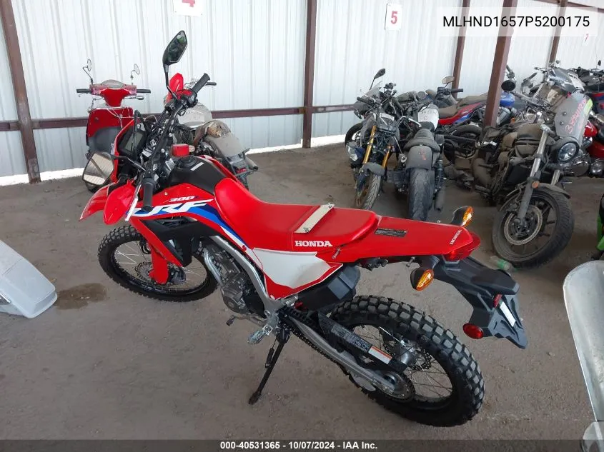 2023 Honda Crf300 La VIN: MLHND1657P5200175 Lot: 40531365