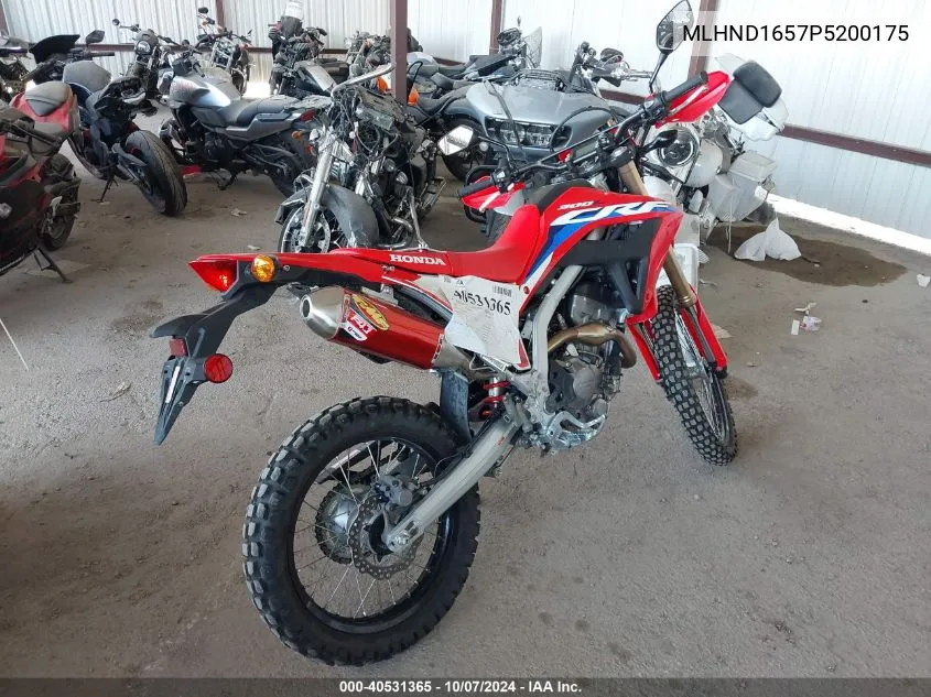 2023 Honda Crf300 La VIN: MLHND1657P5200175 Lot: 40531365