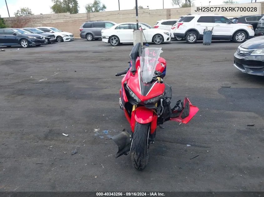 2024 Honda Cbr1000 Ra VIN: JH2SC775XRK700028 Lot: 40343256