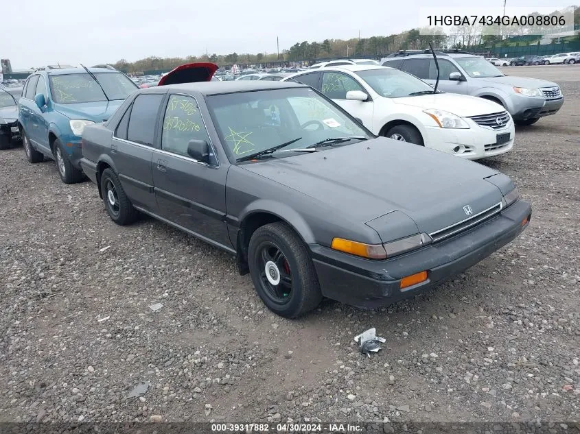 1986 Honda Accord Lx VIN: 1HGBA7434GA008806 Lot: 39317882