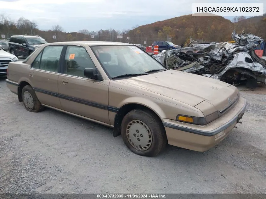 1989 Honda Accord Lx VIN: 1HGCA5639KA102372 Lot: 40732935