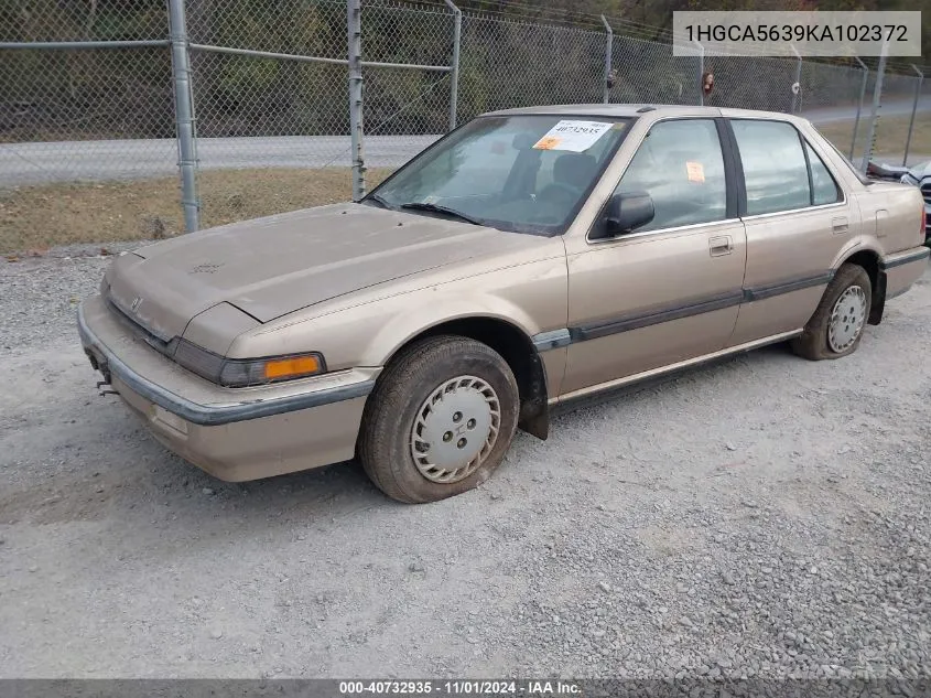 1989 Honda Accord Lx VIN: 1HGCA5639KA102372 Lot: 40732935