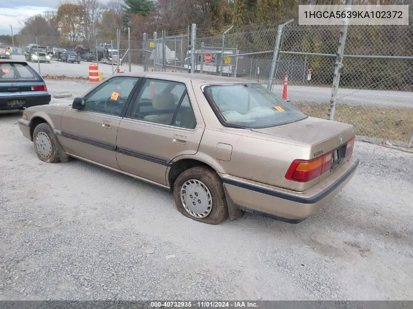 1989 Honda Accord Lx VIN: 1HGCA5639KA102372 Lot: 40732935