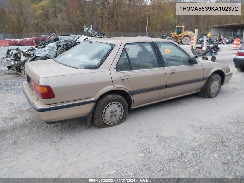 1989 Honda Accord Lx VIN: 1HGCA5639KA102372 Lot: 40732935