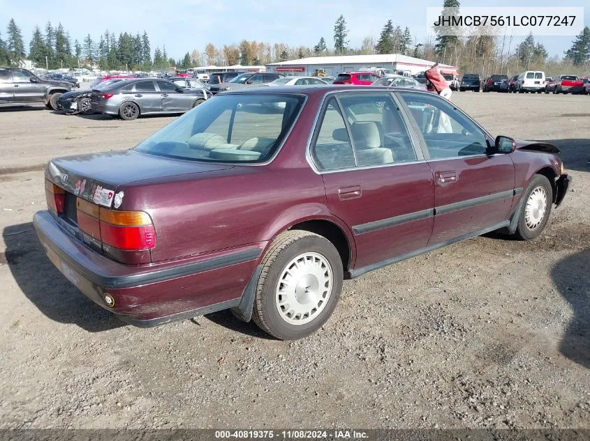 1990 Honda Accord Ex/Ex-R VIN: JHMCB7561LC077247 Lot: 40819375