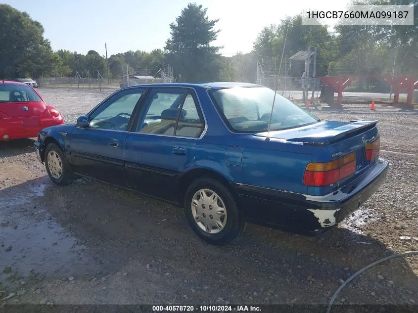 1991 Honda Accord Ex/Ex-R VIN: 1HGCB7660MA099187 Lot: 40578720