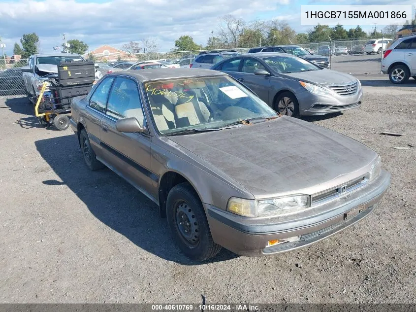 1991 Honda Accord Lx VIN: 1HGCB7155MA001866 Lot: 40610769