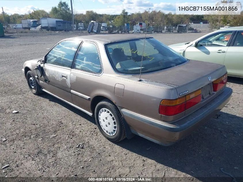 1991 Honda Accord Lx VIN: 1HGCB7155MA001866 Lot: 40610769