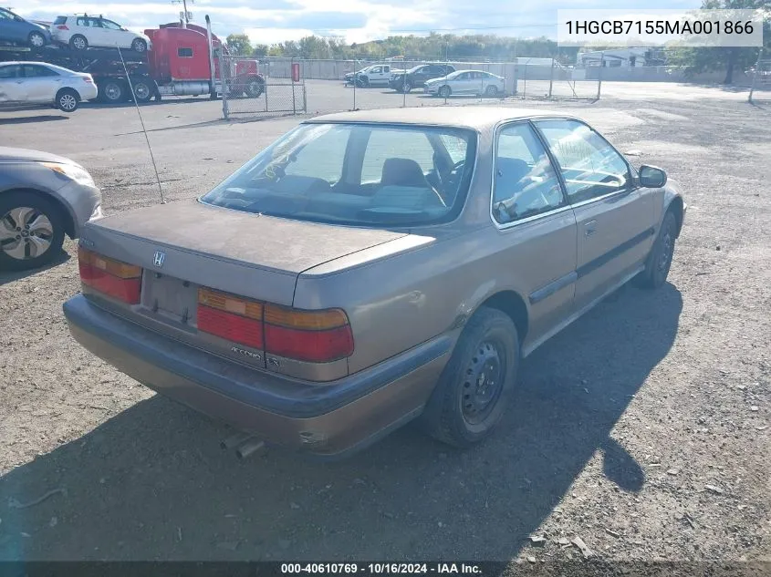 1991 Honda Accord Lx VIN: 1HGCB7155MA001866 Lot: 40610769