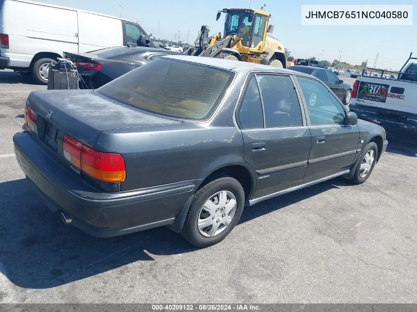 1992 Honda Accord Lx/Ex VIN: JHMCB7651NC040580 Lot: 40209122