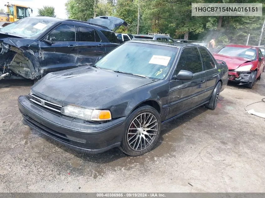 1992 Honda Accord Lx VIN: 1HGCB7154NA016151 Lot: 40386985