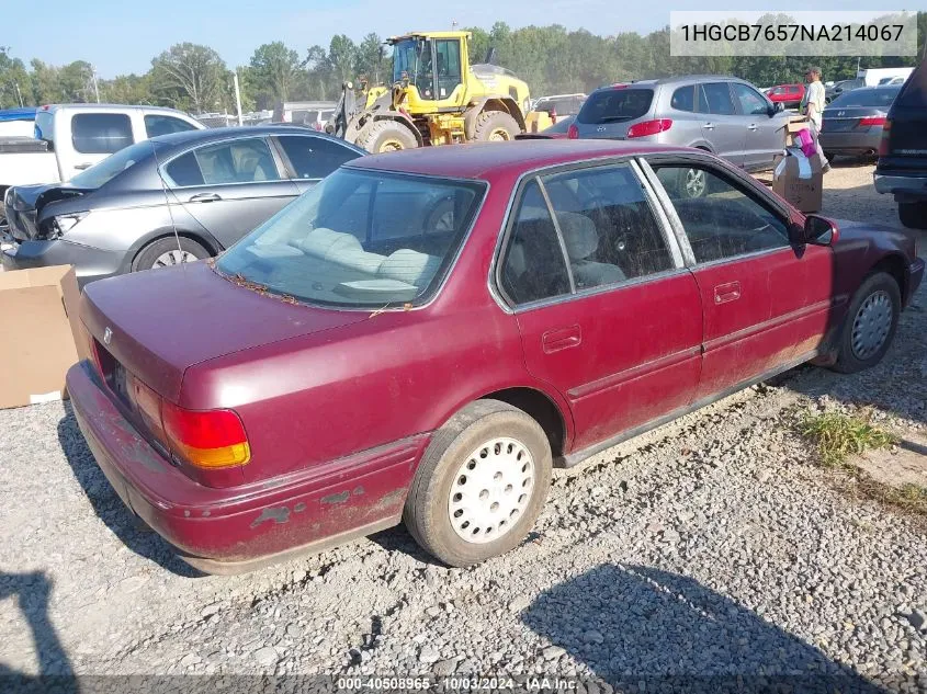 1992 Honda Accord Lx VIN: 1HGCB7657NA214067 Lot: 40508965