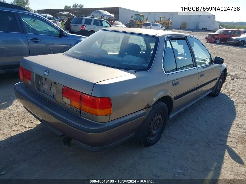 1992 Honda Accord Lx VIN: 1HGCB7659NA024738 Lot: 40518199