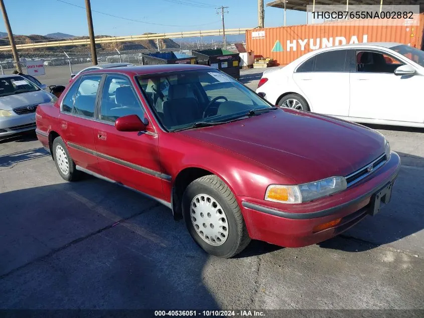 1992 Honda Accord Lx VIN: 1HGCB7655NA002882 Lot: 40536051