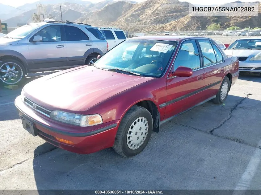 1992 Honda Accord Lx VIN: 1HGCB7655NA002882 Lot: 40536051