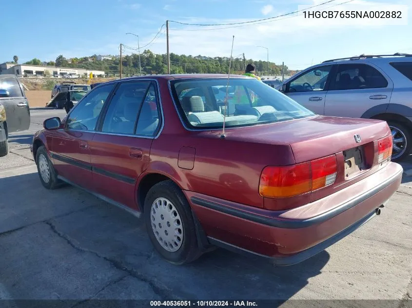 1992 Honda Accord Lx VIN: 1HGCB7655NA002882 Lot: 40536051