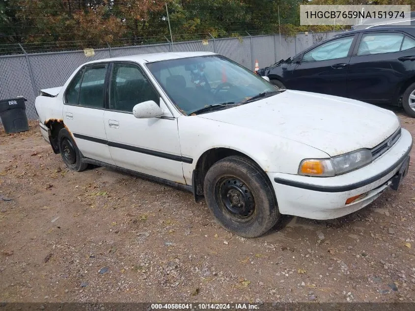 1992 Honda Accord Lx VIN: 1HGCB7659NA151974 Lot: 40586041