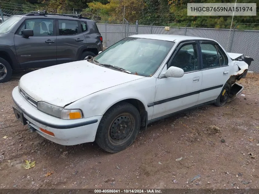 1992 Honda Accord Lx VIN: 1HGCB7659NA151974 Lot: 40586041