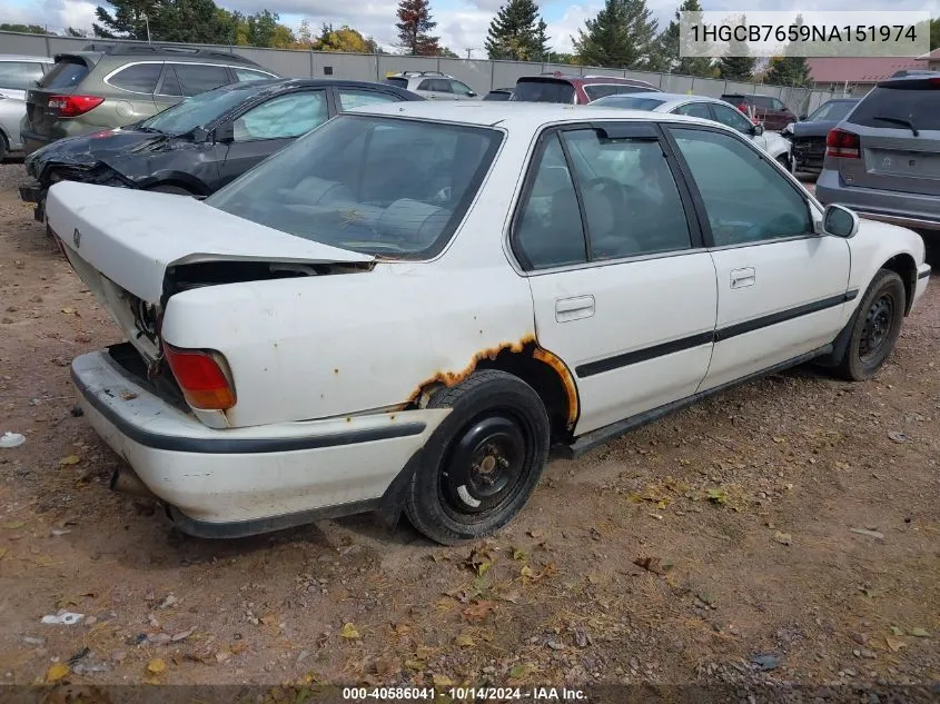 1992 Honda Accord Lx VIN: 1HGCB7659NA151974 Lot: 40586041