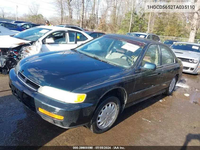 1996 Honda Accord Ex/Ex-R VIN: 1HGCD5652TA035110 Lot: 39903190