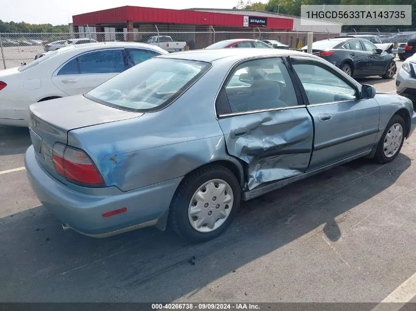 1996 Honda Accord Lx/Ex VIN: 1HGCD5633TA143735 Lot: 40266738