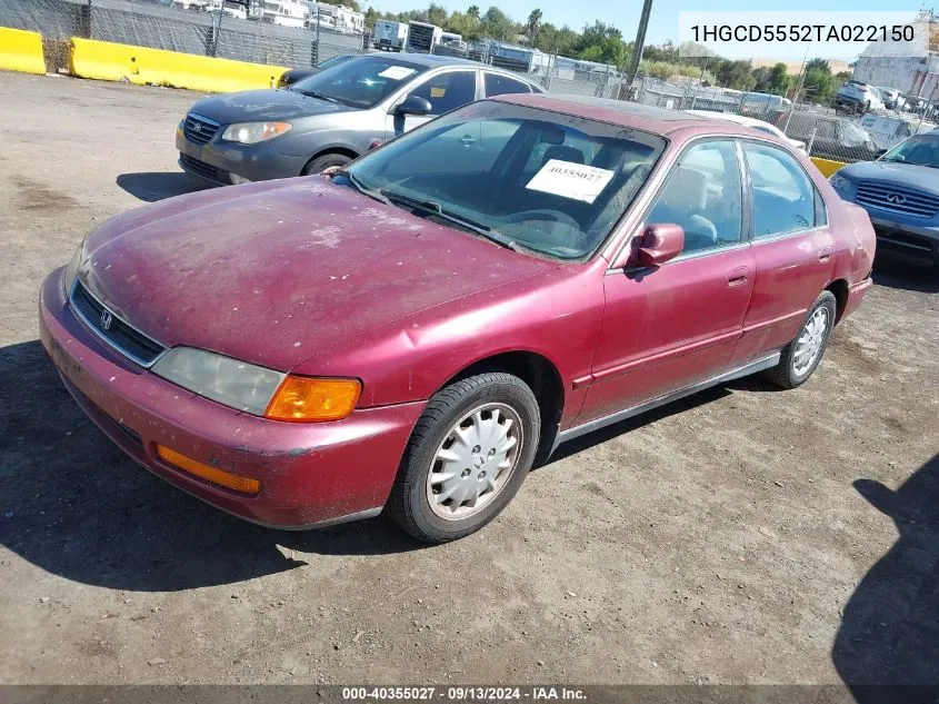 1996 Honda Accord Ex/Ex-R VIN: 1HGCD5552TA022150 Lot: 40355027