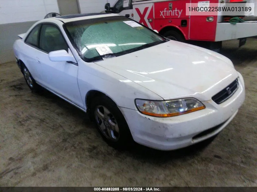 1998 Honda Accord Ex V6 VIN: 1HGCG2258WA013189 Lot: 40493285