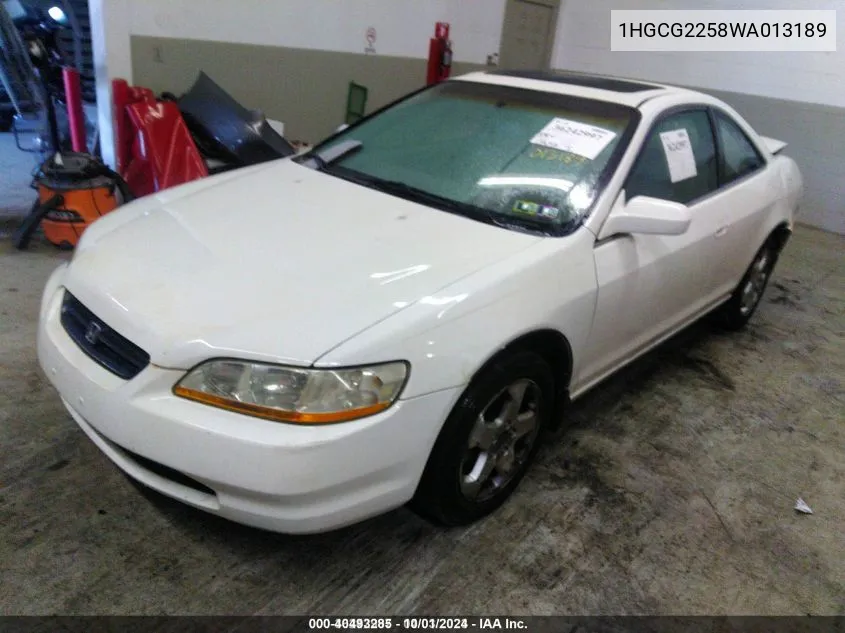 1998 Honda Accord Ex V6 VIN: 1HGCG2258WA013189 Lot: 40493285