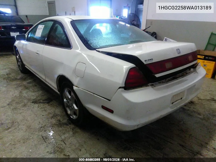 1998 Honda Accord Ex V6 VIN: 1HGCG2258WA013189 Lot: 40493285