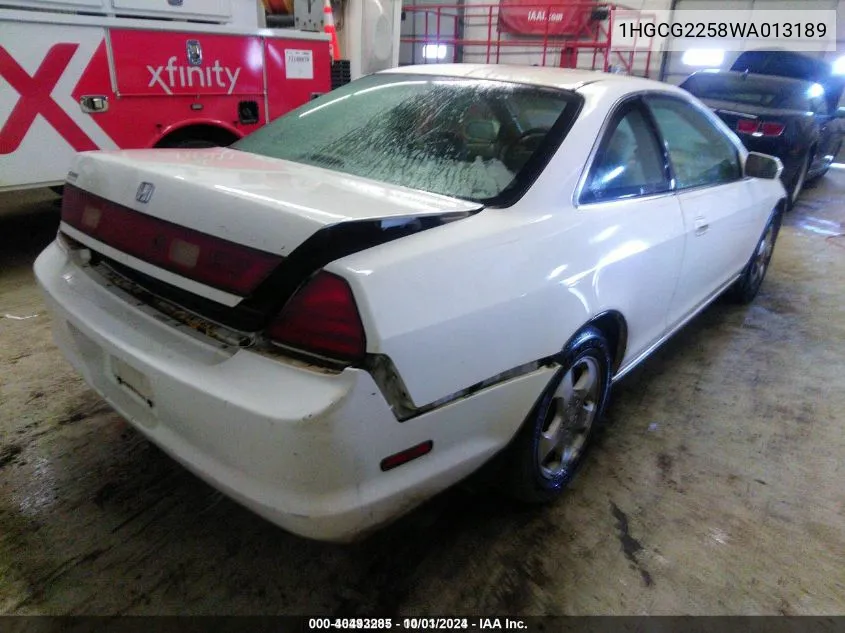 1998 Honda Accord Ex V6 VIN: 1HGCG2258WA013189 Lot: 40493285