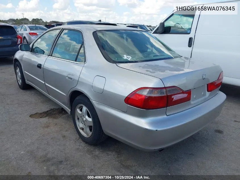 1998 Honda Accord Ex V6 VIN: 1HGCG1658WA076345 Lot: 40697304