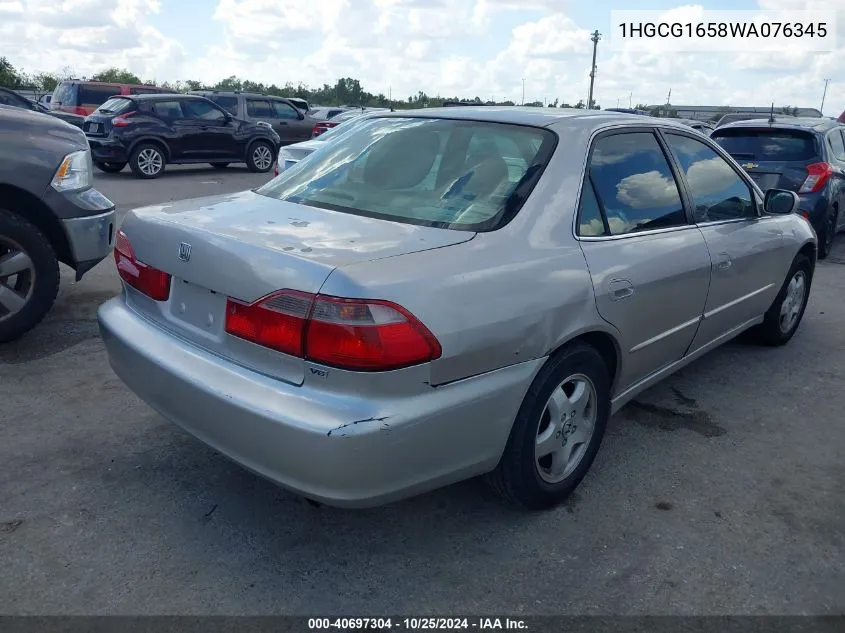 1998 Honda Accord Ex V6 VIN: 1HGCG1658WA076345 Lot: 40697304