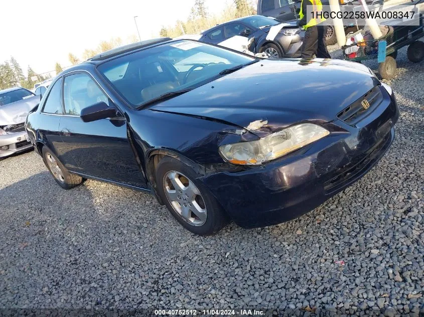 1998 Honda Accord Ex V6 VIN: 1HGCG2258WA008347 Lot: 40752512