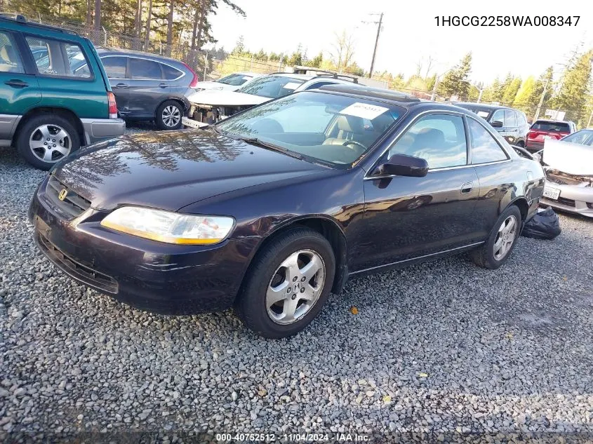 1998 Honda Accord Ex V6 VIN: 1HGCG2258WA008347 Lot: 40752512