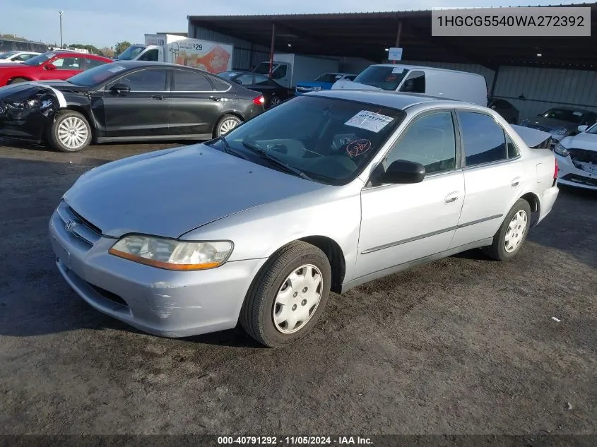 1998 Honda Accord Lx VIN: 1HGCG5540WA272392 Lot: 40791292