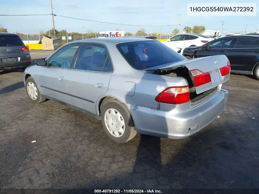 1998 Honda Accord Lx VIN: 1HGCG5540WA272392 Lot: 40791292