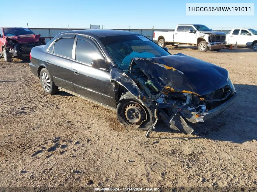 1998 Honda Accord Sdn Lx VIN: 1HGCG5648WA191011 Lot: 40868524