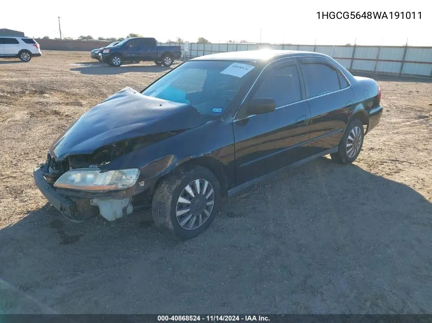 1998 Honda Accord Sdn Lx VIN: 1HGCG5648WA191011 Lot: 40868524