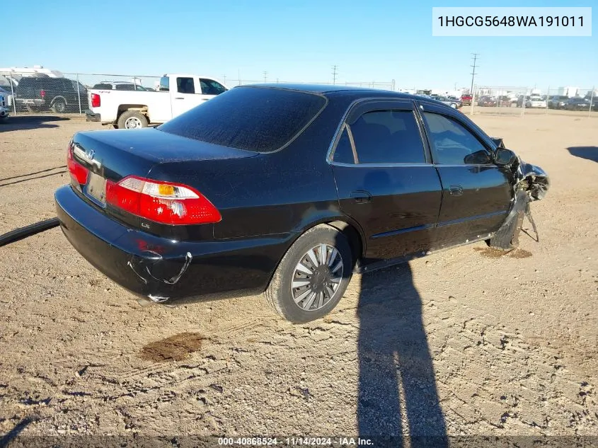 1998 Honda Accord Sdn Lx VIN: 1HGCG5648WA191011 Lot: 40868524