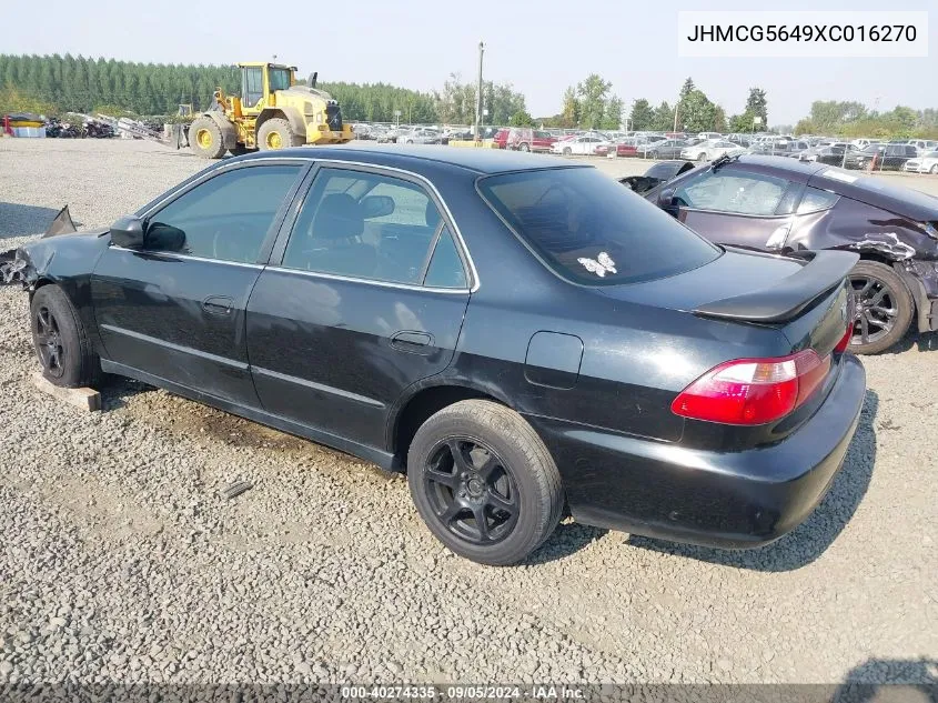 1999 Honda Accord Lx VIN: JHMCG5649XC016270 Lot: 40274335