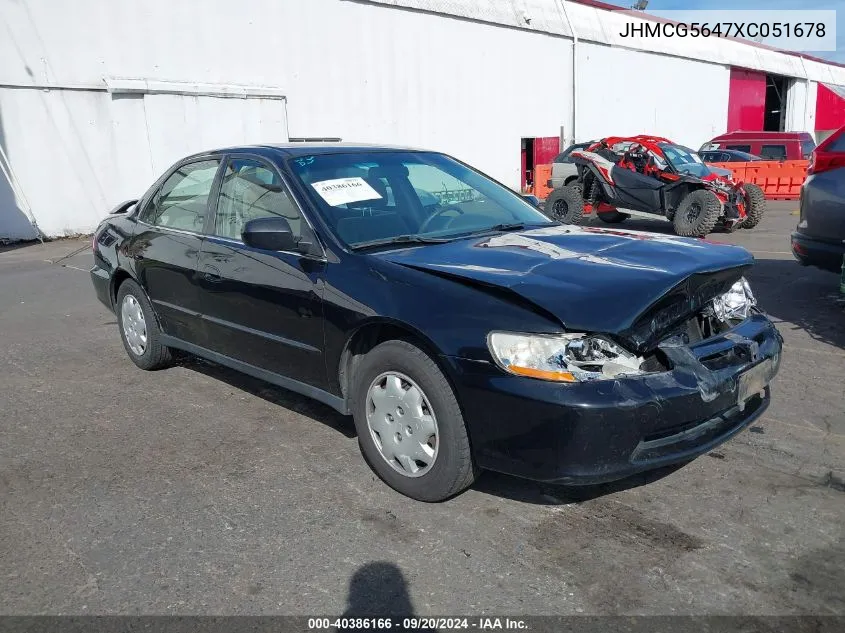 1999 Honda Accord Lx VIN: JHMCG5647XC051678 Lot: 40386166