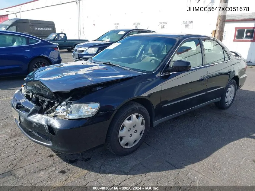 1999 Honda Accord Lx VIN: JHMCG5647XC051678 Lot: 40386166