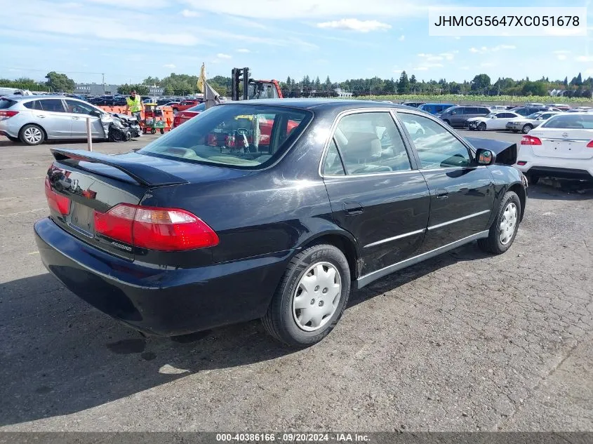 1999 Honda Accord Lx VIN: JHMCG5647XC051678 Lot: 40386166