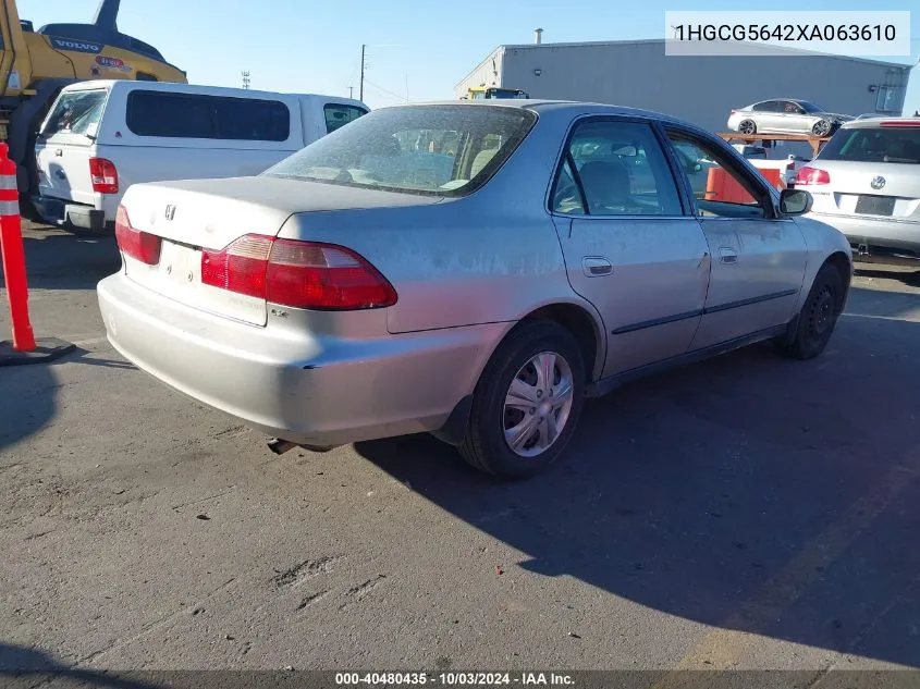 1999 Honda Accord Lx VIN: 1HGCG5642XA063610 Lot: 40480435