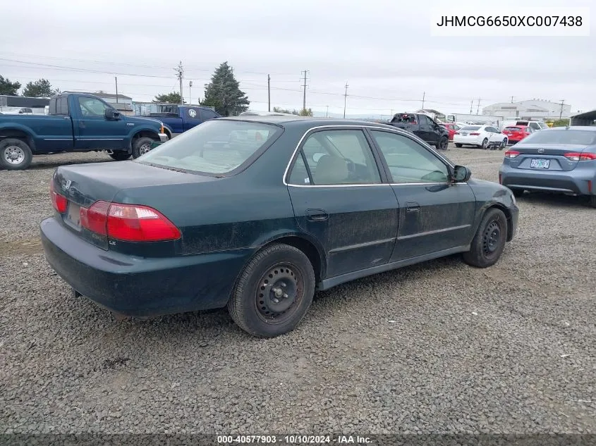 1999 Honda Accord Lx VIN: JHMCG6650XC007438 Lot: 40577903