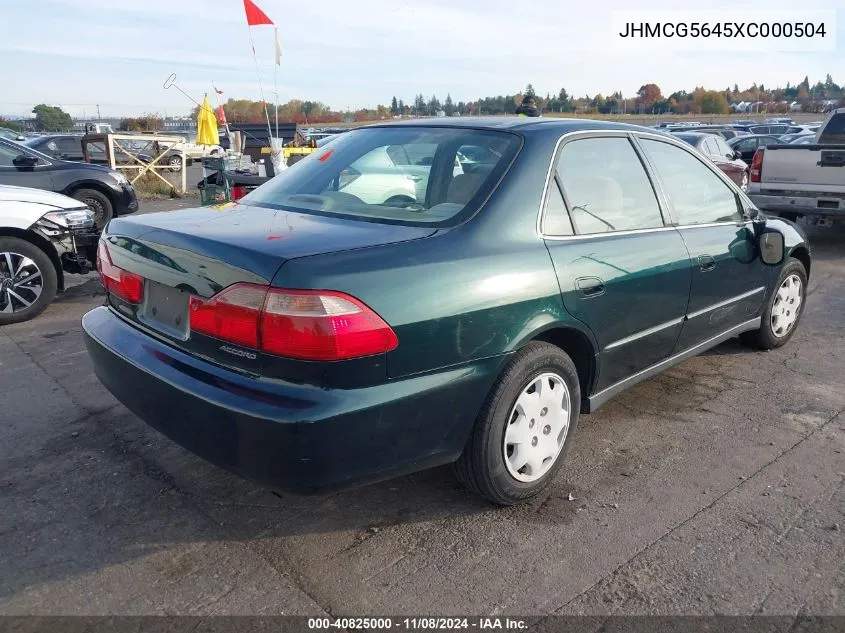 1999 Honda Accord Lx VIN: JHMCG5645XC000504 Lot: 40825000