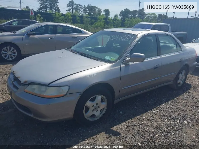 2000 Honda Accord 3.0 Ex VIN: 1HGCG1651YA035669 Lot: 39472697